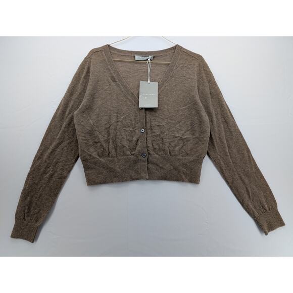 NWT Everlane Alpaca Cropped Cardigan Sweater in Dark Taupe size XS - Picture 1 of 6
